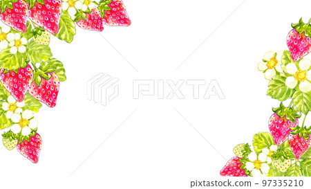 Spring red strawberry watercolor frame material 97335210