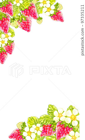 Spring red strawberry watercolor frame material 97335211