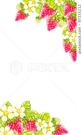 Spring red strawberry watercolor frame material 97335212