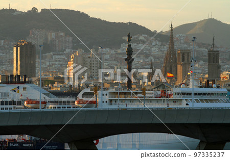 Early morning view of Barcelona from a cruise ship Early morning view of Barcelona from a cruise ship 97335237