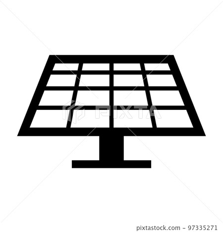 太陽能電池板圖標。光伏裝置。向量。 97335271