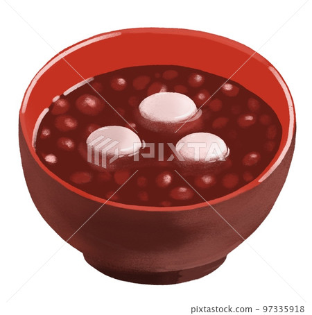 Zenzai illustration (with white dumplings, hand-drawn) 97335918