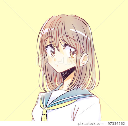 寬鬆女學生棕色頭髮 寬鬆女學生棕色頭髮 97336262