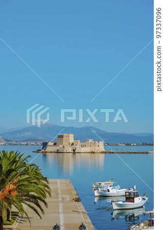 port of Nafplio, Greece, and Bourtzi castle port of Nafplio, Greece, and Bourtzi castle 97337096