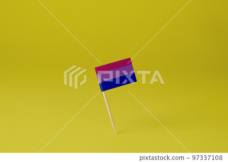 bisexual pride flag on a yellow background bisexual pride flag on a yellow background 97337108