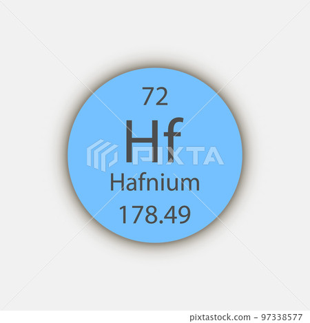 Hafnium symbol. Chemical element of the periodic table. Vector illustration. 97338577