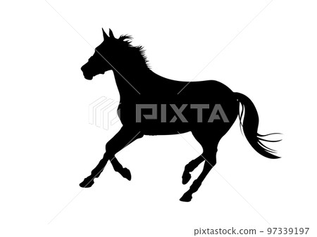 Graphics design silhouette horse  isolated white background vector illustration 97339197