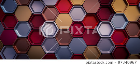 metal hexagon shapes geometric background. 97340967