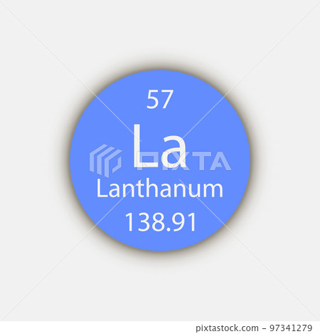 Lanthanum symbol. Chemical element of the periodic table. Vector illustration. Lanthanum symbol. Chemical element of the periodic table. Vector illustration. 97341279