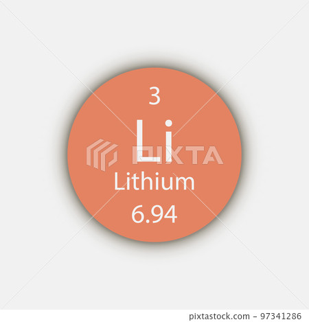 Lithium symbol. Chemical element of the periodic table. Vector illustration. Lithium symbol. Chemical element of the periodic table. Vector illustration. 97341286