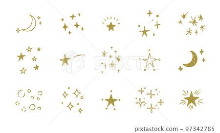 手繪簡約閃粉裝飾插畫套裝星月裝飾 97342785