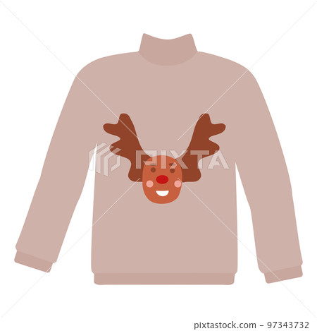 Sweater for Christmas party or winter holidays, warm knitted jumper with deer, vector Sweater for Christmas party or winter holidays, warm knitted jumper with deer, vector 97343732