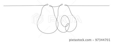 Avocado continuous one line drawing. Avocado continuous one line drawing. 97344701