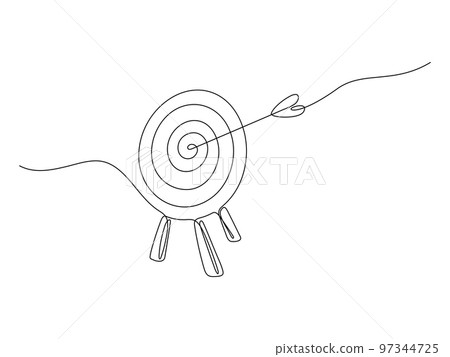 Target with arrow continuous line drawing. 97344725
