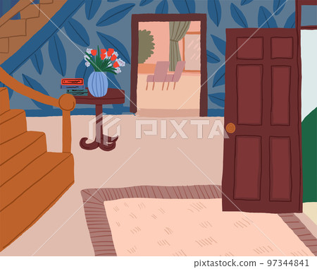 Modern Living Room Family House Interior Furniture Vector Illustration. Vector illustration 97344841