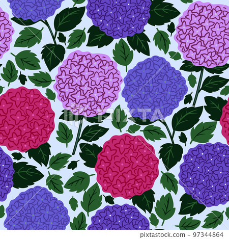 Seamless pattern with hydrangea flowers. Vector graphics. 97344864