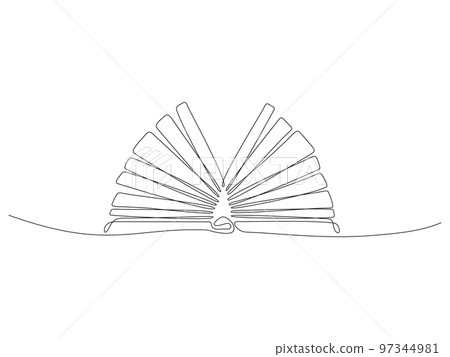 Book continuous one line art. 97344981