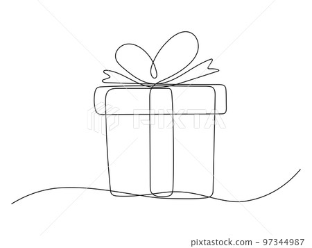 Gift box continuous line art. 97344987