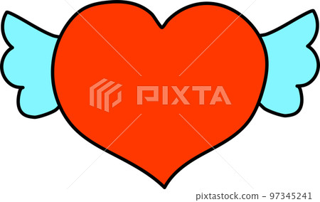 vector illustration of a heart contour with wings 97345241