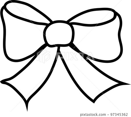 isolated black outline bow on white background 97345362