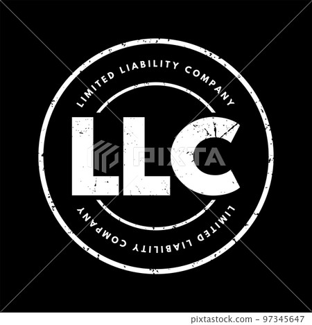 LLC - Limited Liability Company is a business structure that protects its owners from personal responsibility for its debts or liabilities, acronym text concept stamp 97345647