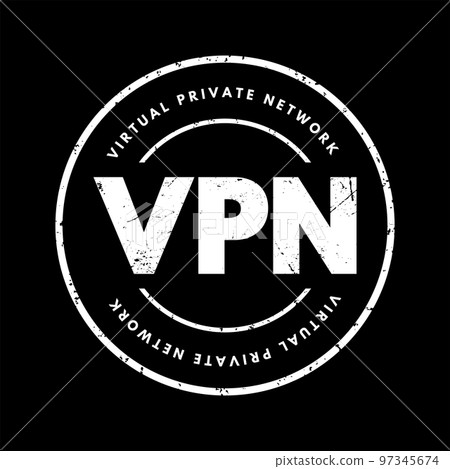 VPN Virtual Private Network - encrypted connection over the Internet from a device to a network, acronym text stamp concept background 97345674