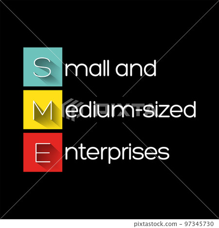 SME Small And Medium-sized Enterprises - businesses whose personnel numbers fall below certain limits, acronym text concept background 97345730