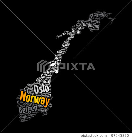List of cities and towns in Norway, map word cloud collage, business and travel concept background List of cities and towns in Norway, map word cloud collage, business and travel concept background 97345850