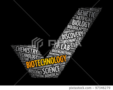 Biotechnology check mark word cloud collage, concept background 97346279