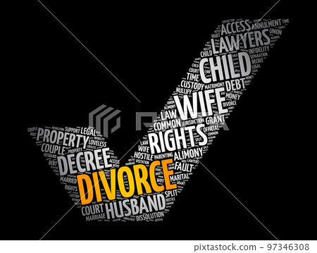 Divorce check mark word cloud collage, concept background 97346308