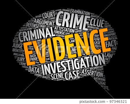 Evidence word cloud collage, social concept background 97346321