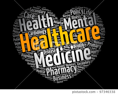 Healthcare word cloud collage, health concept background 97346338