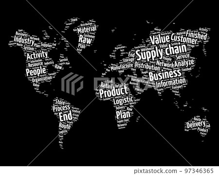Supply chain word cloud in shape of world map, business concept background Supply chain word cloud in shape of world map, business concept background 97346365