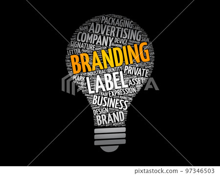 Branding light bulb word cloud collage, business concept background Branding light bulb word cloud collage, business concept background 97346503