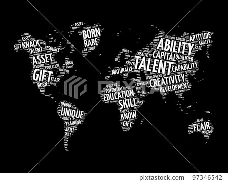 Talent word cloud in shape of world map, concept background 97346542