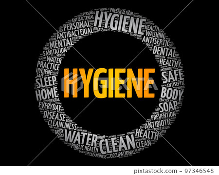 Hygiene word cloud collage, health concept background 97346548