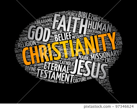 Christianity message bubble word cloud, religion concept background 97346624