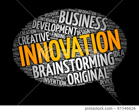 INNOVATION message bubble word cloud collage, business concept background 97346626