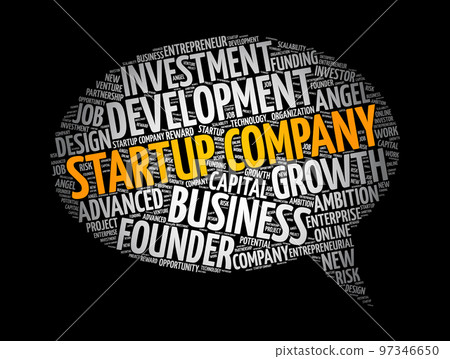 Startup company message bubble word cloud collage, business concept background 97346650
