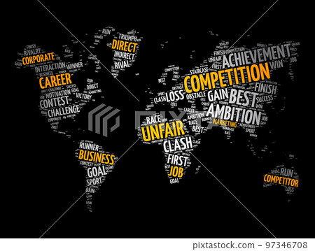 Competition word cloud in shape of world map, business concept background 97346708