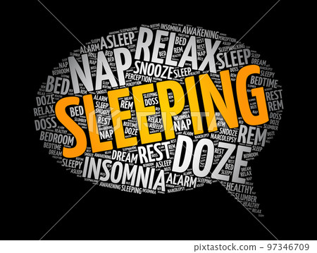 Sleeping message bubble word cloud collage, concept background Sleeping message bubble word cloud collage, concept background 97346709