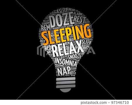 Sleeping light bulb word cloud collage, concept background 97346710