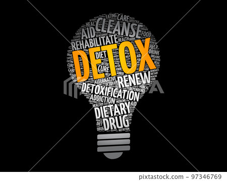 DETOX light bulb word cloud, health concept background DETOX light bulb word cloud, health concept background 97346769