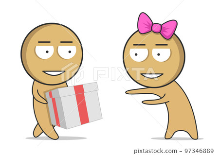 Boy Giving Gift To Girlfriend Boy Giving Gift To Girlfriend 97346889