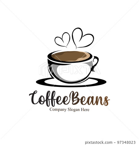 coffee bean drink logo design in brown color vector illustration 97348023