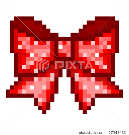 Pixel illustration of a glittery fancy red ribbon 97348483
