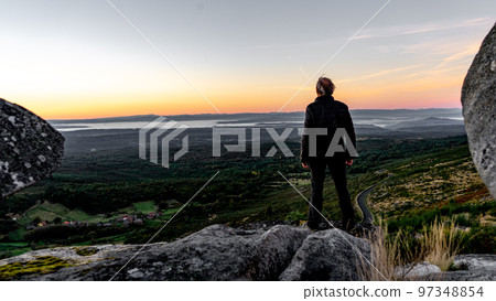human silhouette at dawn human silhouette at dawn 97348854