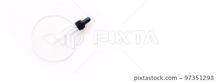 Serum gel texture swatch. Transparent drop with bubbles. Face skincare product Serum gel texture swatch. Transparent drop with bubbles. Face skincare product 97351298