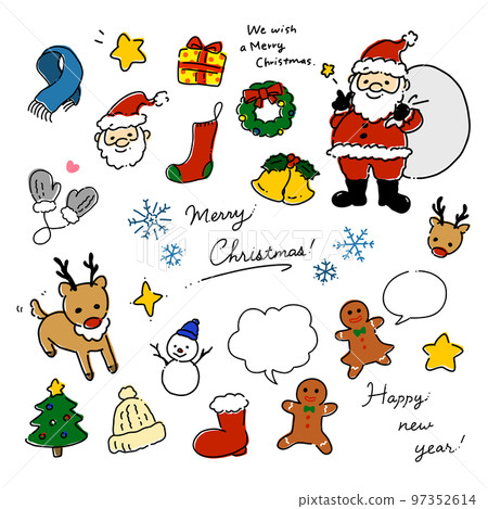 Winter christmas hand drawn icon set 97352614