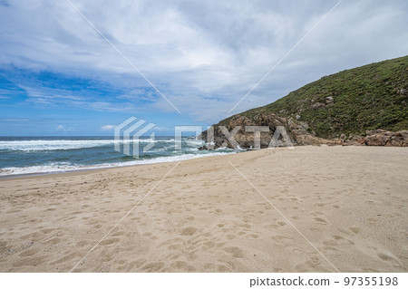 Beach of Praia do Rostro in Galicia, Spain near Finisterre and Way of Saint James. Coast of Death, costa da morte 97355198